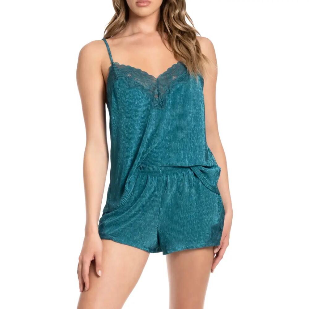 Midnight Bakery Plissé Lace Trim Short Pajamas in Teal Cover