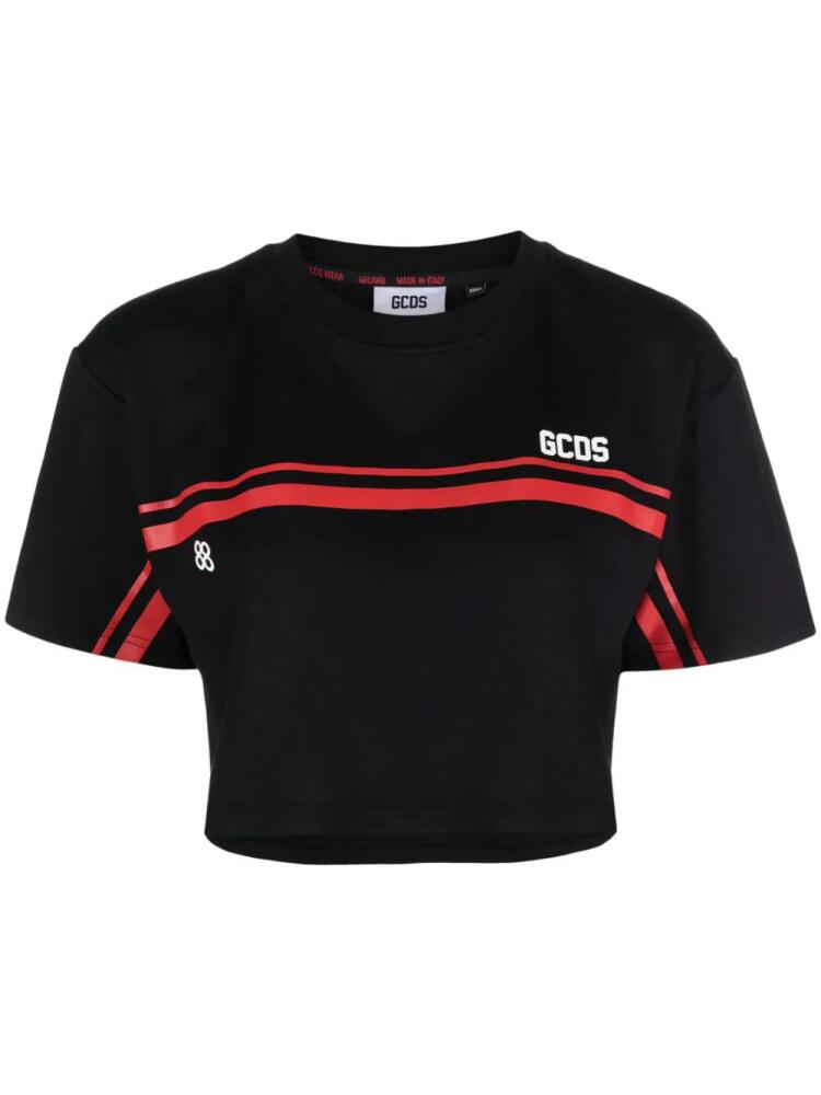 GCDS logo-print cropped T-shirt - Black Cover