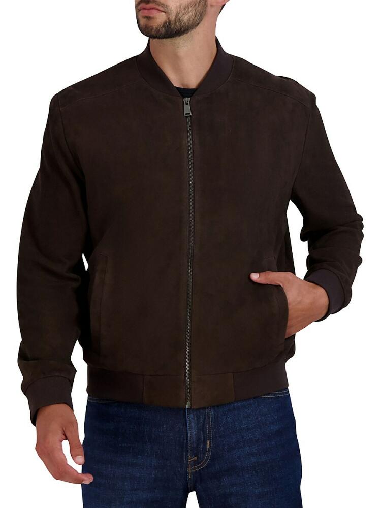 Cole Haan Men's Suede Bomber Jacket - Dark Chocolate Cover