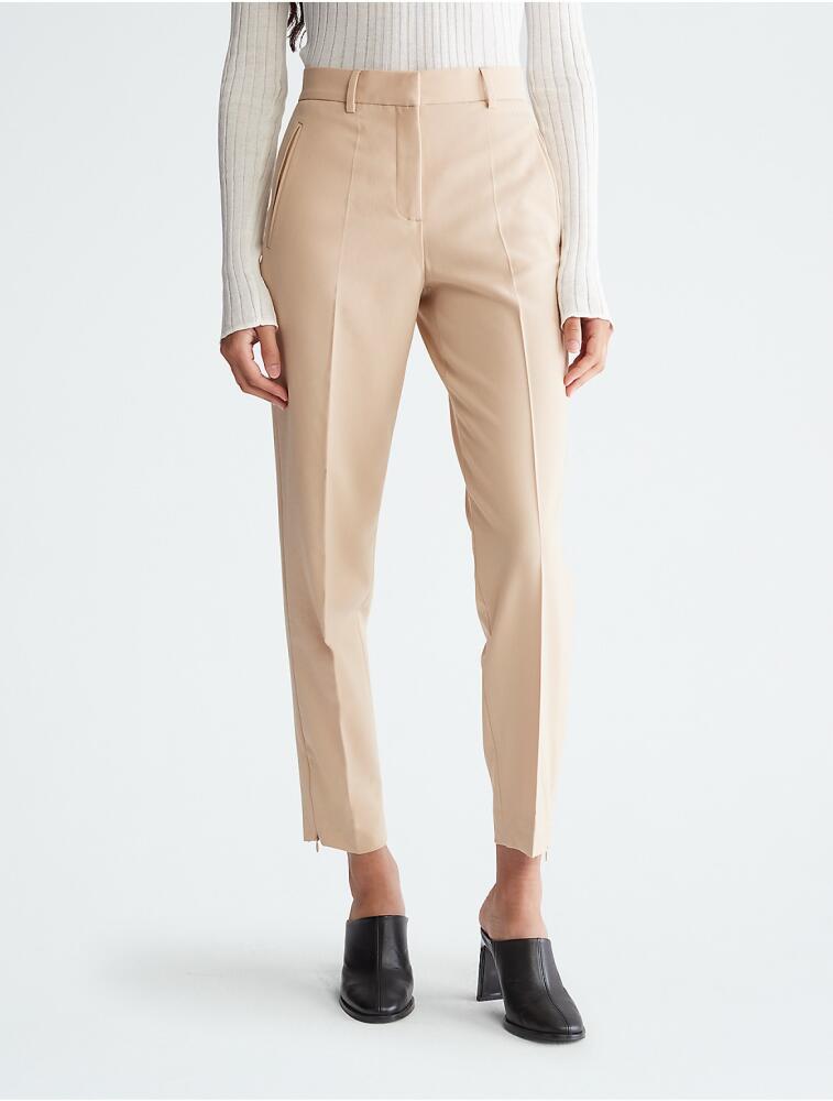 Calvin Klein Women's Tapered Cropped Ankle Pants - Brown Cover