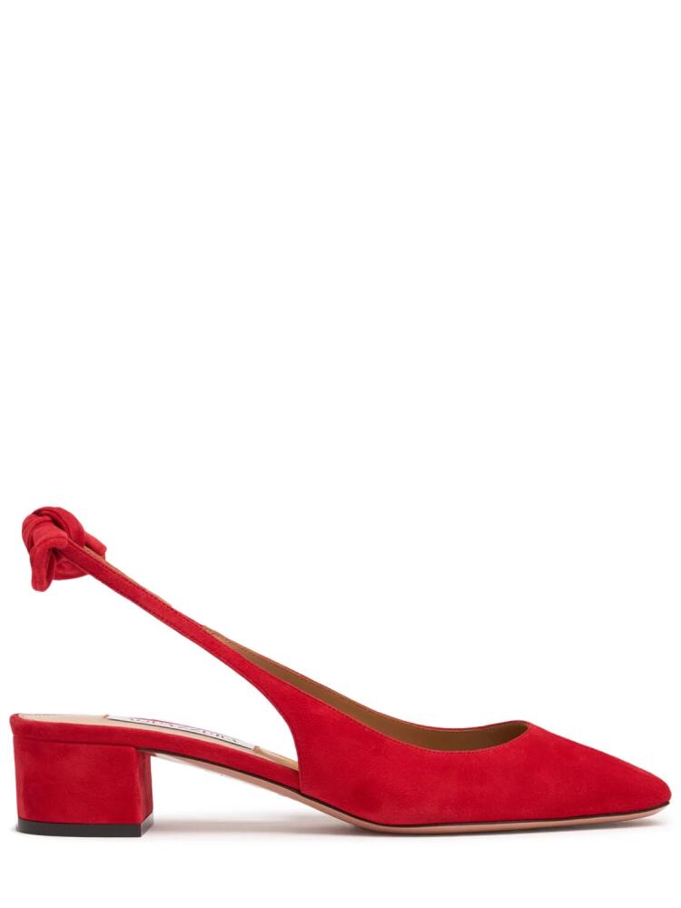 AQUAZZURA 35mm Very Bow Tie Suede Slingbacks Cover