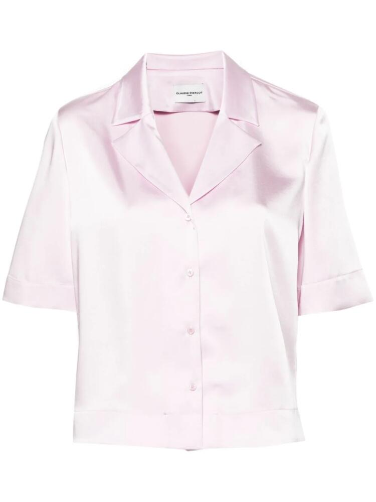 Claudie Pierlot short-sleeve satin-finish shirt - Pink Cover