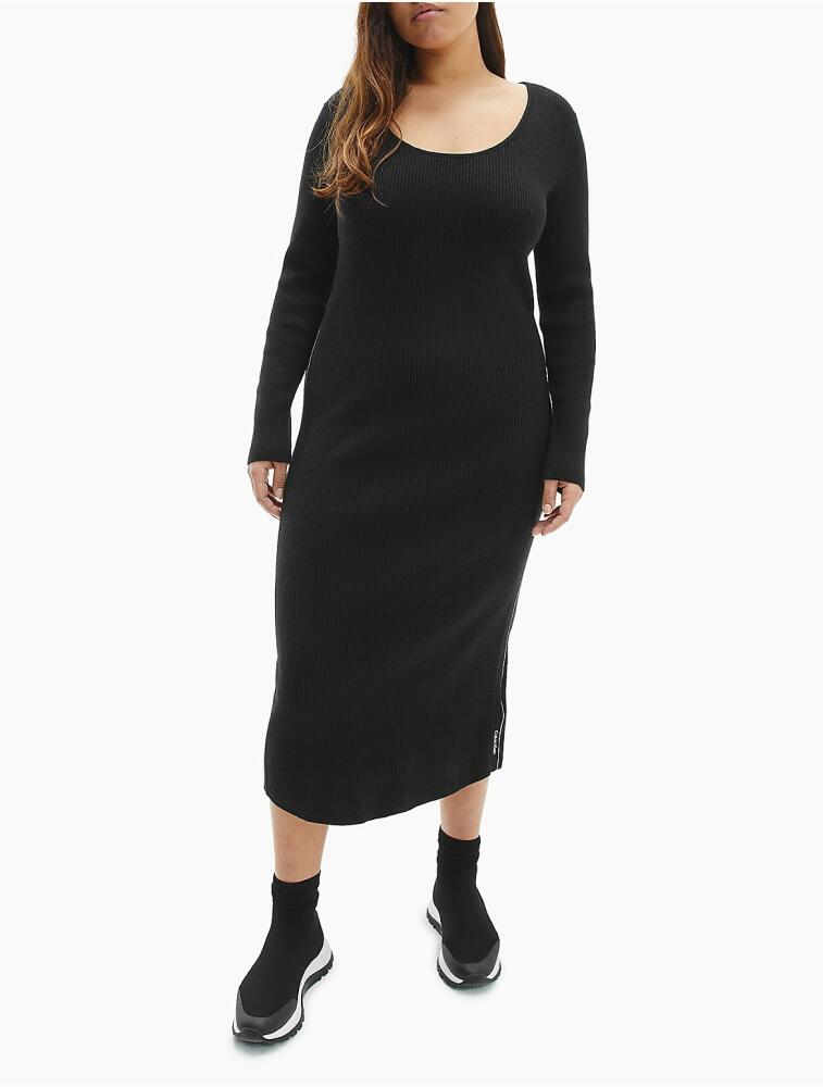 Calvin Klein Women's Plus Size Ribbed Knit Blend Scoopneck Maxi Dress - Black Cover