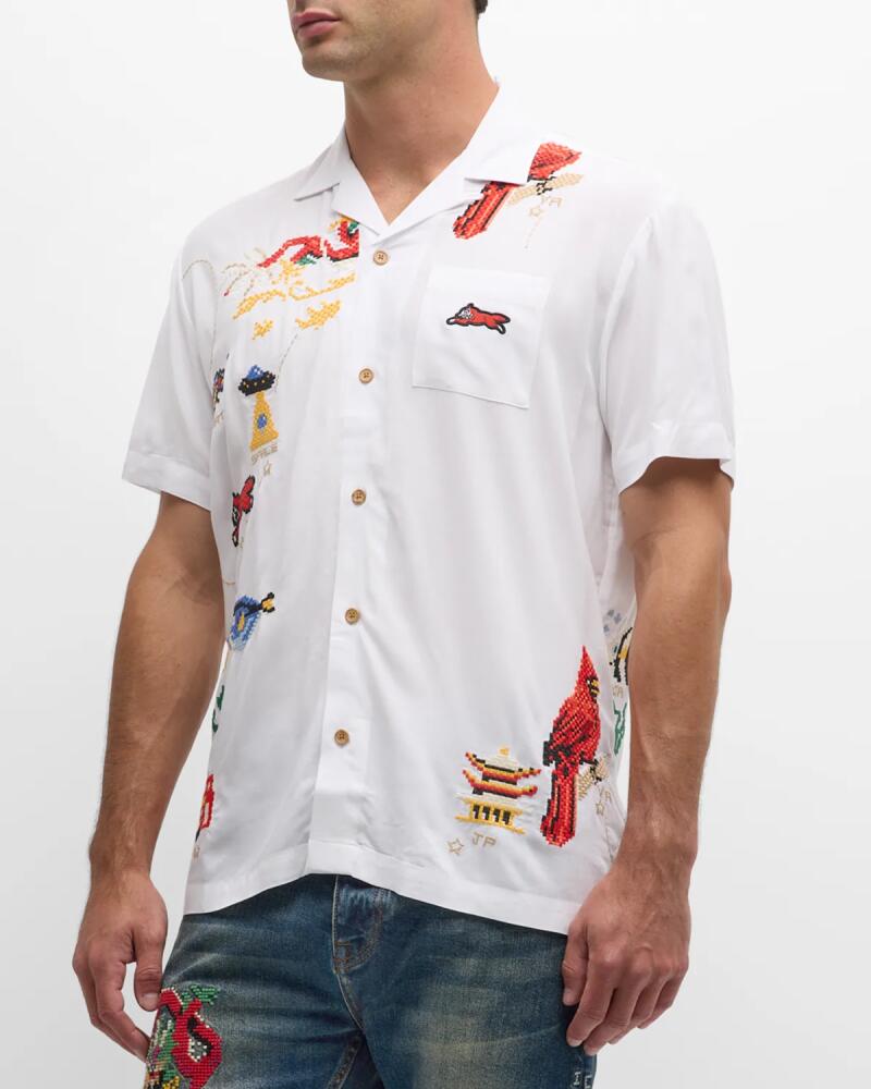 ICECREAM Men's The Traveler Embroidered Camp Shirt Cover