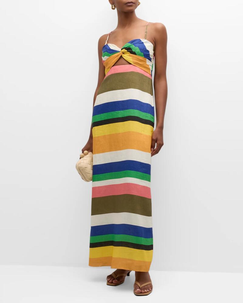 Cala de la Cruz Apia Multicolor Stripe Sleeveless Linen Maxi Dress Cover