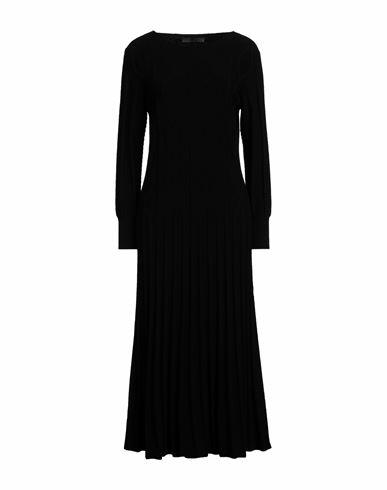 D. exterior Woman Midi dress Black Wool, Polyester Cover