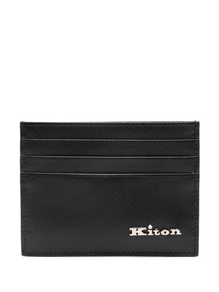 Kiton logo-lettering card holder - Black Cover