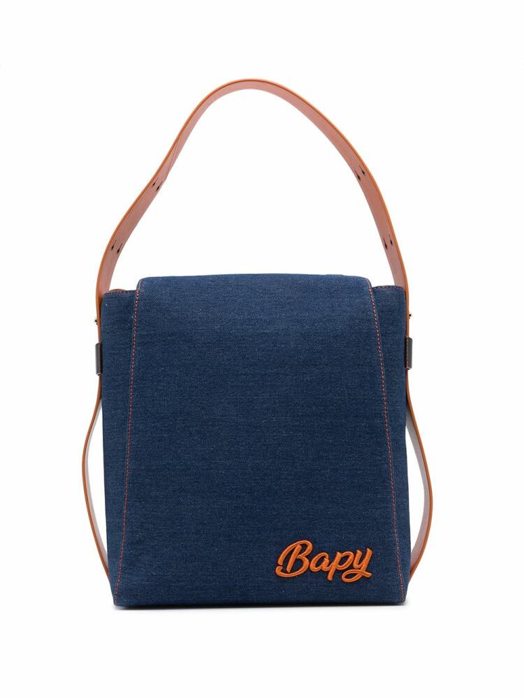 BAPY BY *A BATHING APE® logo-plaque denim shoulder bag - Blue Cover