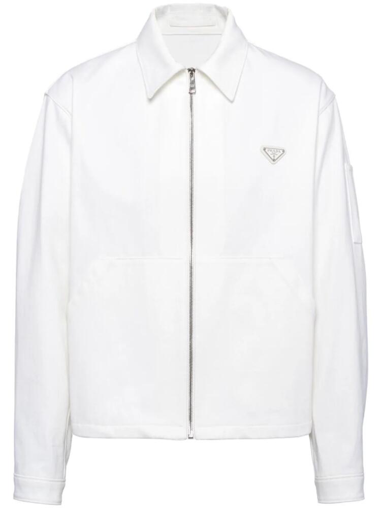 Prada enamel-triangle denim jacket - White Cover