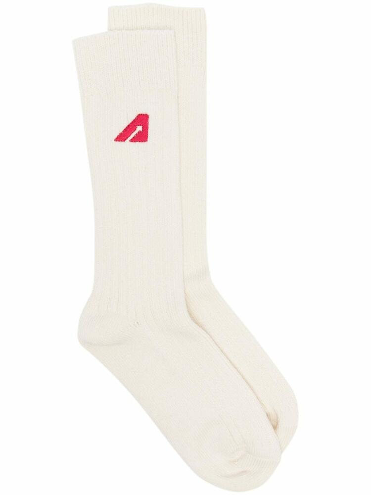 Autry logo-embroidered crew sockls - White Cover