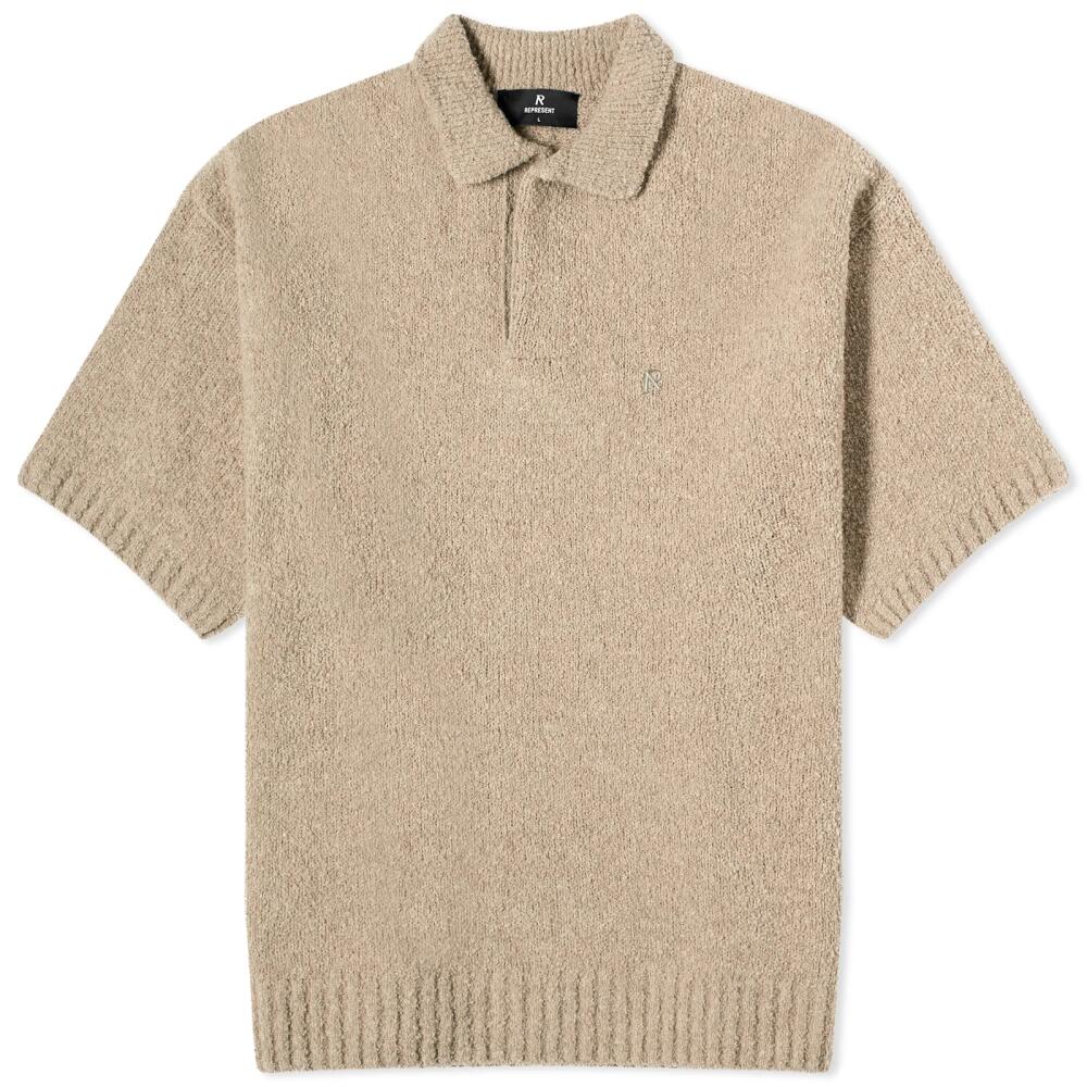 Represent Men's Boucle Textured Knit Polo Shirt in Cahsmere Cover