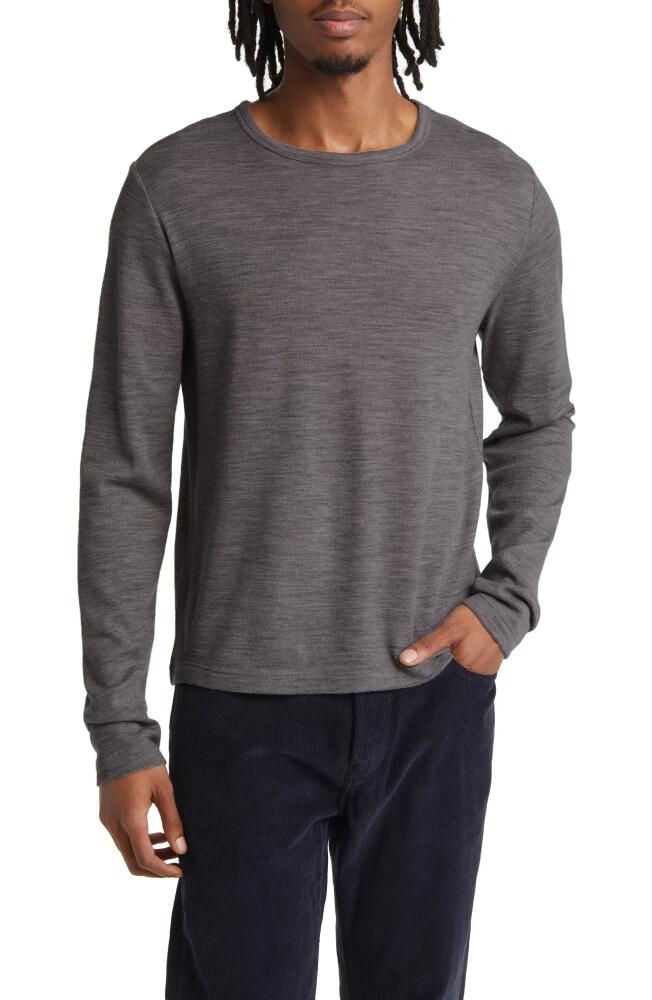 Officine Générale Felted Wool Long Sleeve T-Shirt in Light Heather Grey Cover