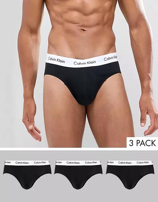 Calvin Klein Cotton Stretch 3-pack briefs in black Cover