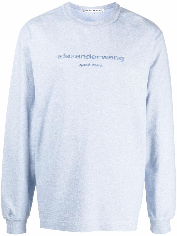 Alexander Wang glitter-effect long-sleeve T-shirt - Blue Cover