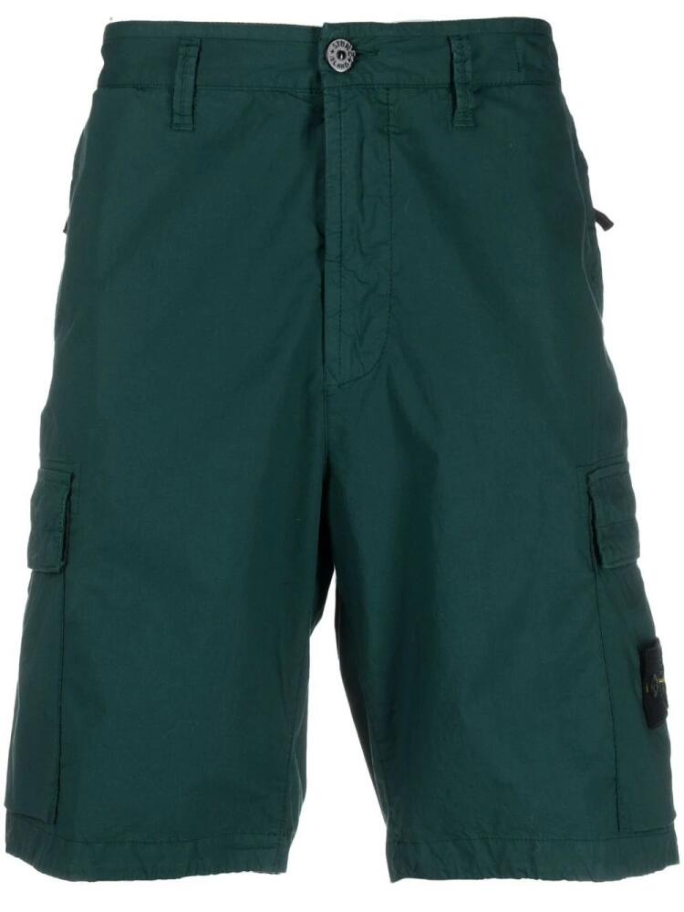 Stone Island Compass-patch cargo shorts - Green Cover