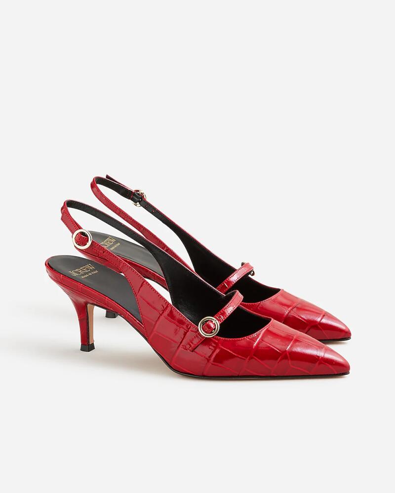 J.Crew Made-in-Italy Colette buckled slingback heels in croc-embossed leather Cover