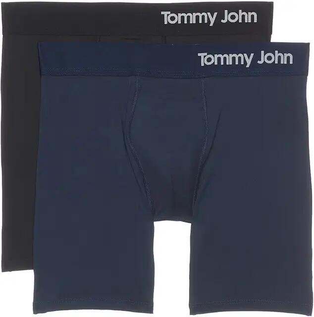 Tommy John Cool Cotton 6 Boxer Brief 2-Pack (Navy/Black) Men's Underwear Cover