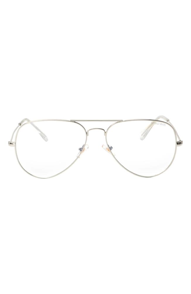 Fifth & Ninth Charlie 53mm Aviator Blue Light Blocking Glasses in Silver Cover