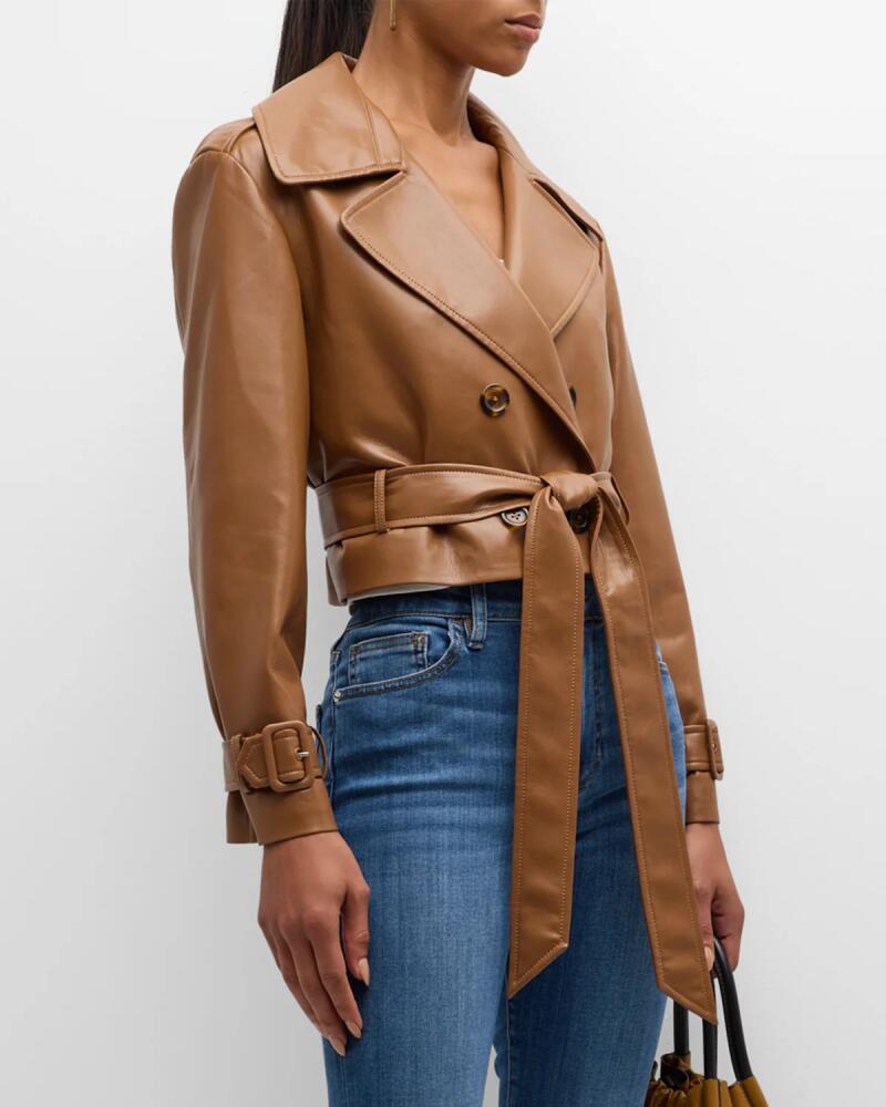 Alice + Olivia Keith Vegan Leather Cropped Trench Coat Cover