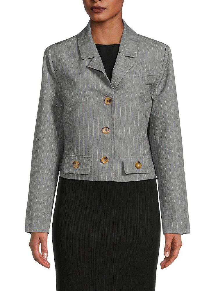 Walter Baker Women's Javi Pintuck Strip Crop Jacket - Heather Pinstripe Cover