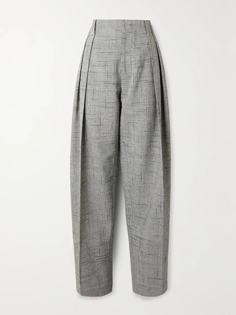 Bottega Veneta - Pleated Woven Tapered Pants - Gray Cover