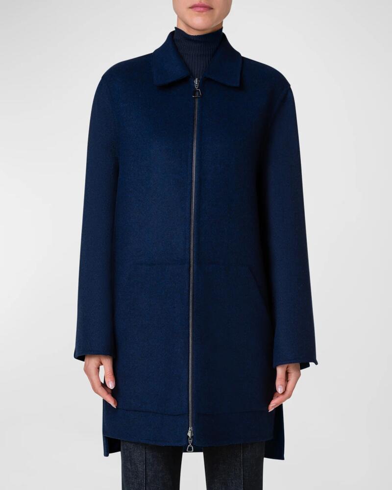 Akris Fabiola Brushed Cashmere Collared Coat Cover