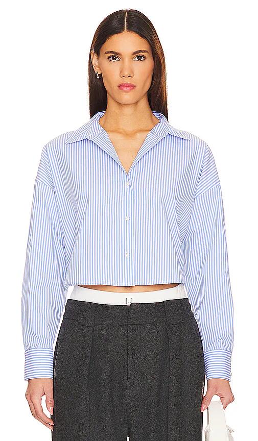 Favorite Daughter The Crop Ex-Boyfriend Shirt in Blue Cover