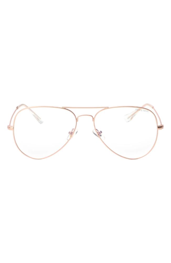 Fifth & Ninth Charlie 53mm Aviator Blue Light Blocking Glasses in Rose Gold Cover