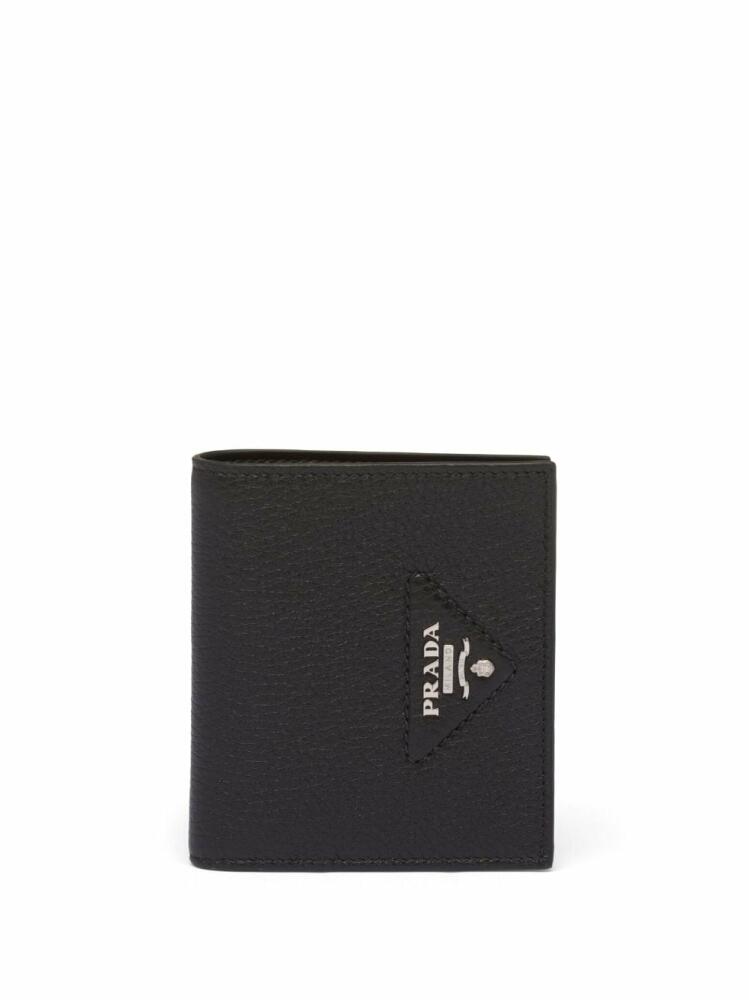 Prada pebbled-texture logo-plaque wallet - Black Cover