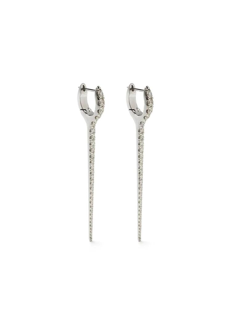 Melissa Kaye 18kt white gold large Lola Needle diamond earrings - Silver Cover