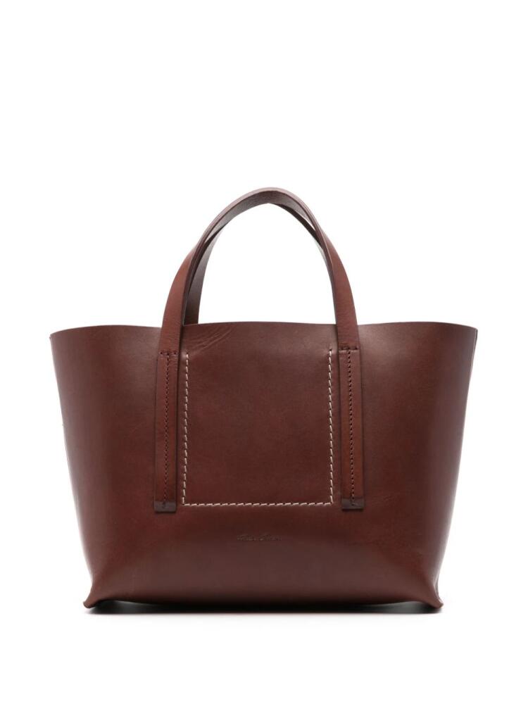 Rick Owens mini shopper leather tote bag - Brown Cover