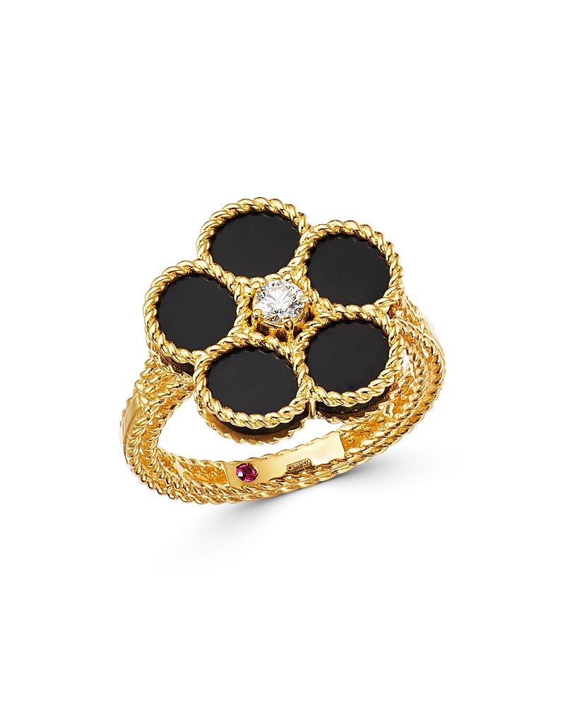 Roberto Coin 18K Yellow Gold Daisy Black Onyx & Diamond Ring - Exclusive Cover