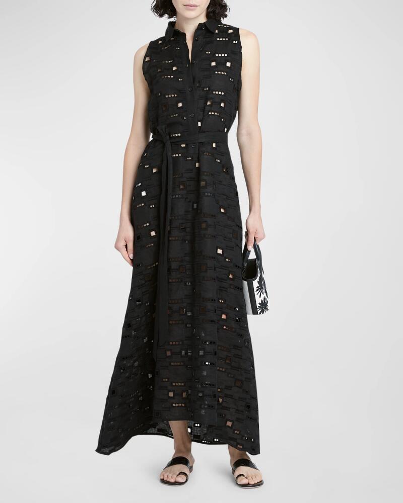 Kiton Sengale Lace Belted Sleeveless Maxi Shirtdress Cover