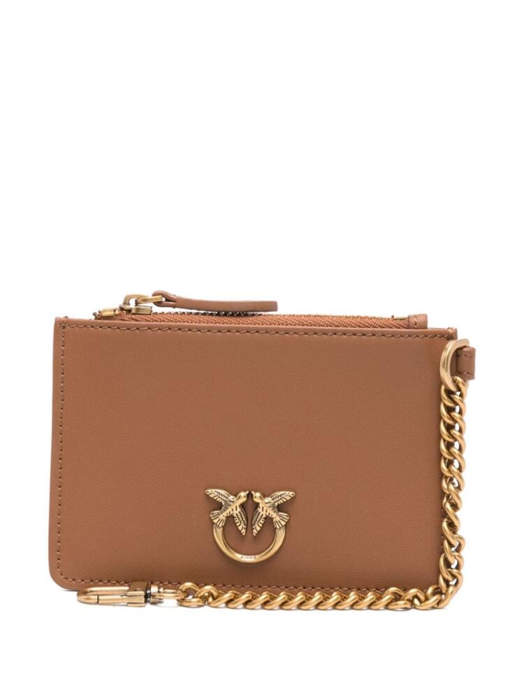 PINKO Love Birds leather card holder - Brown Cover