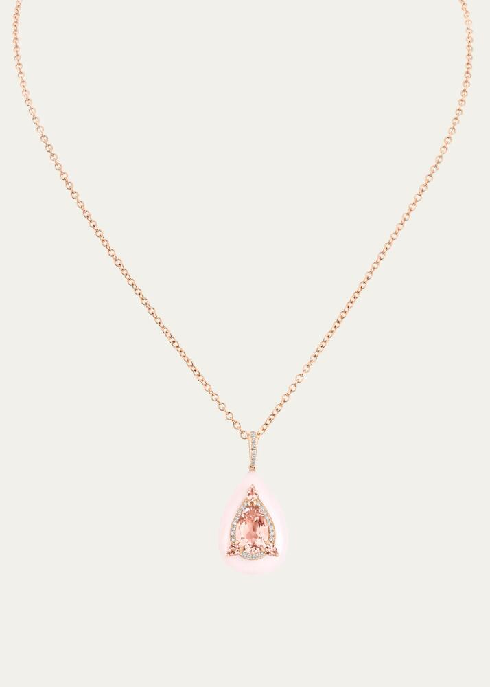 Boghossian Rose Gold Inlay Reveal Pink Opal and Morganite Pendant Necklace with Diamonds Cover