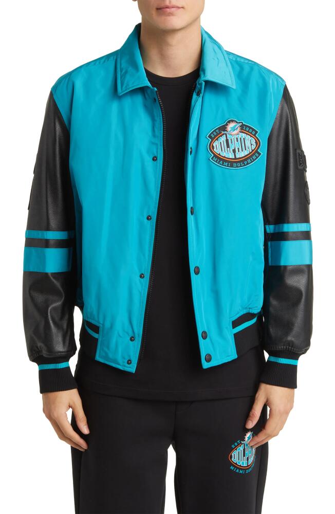 BOSS x NFL Cutback Water Repellent Bomber Jacket in Miami Dolphins Open Green Cover