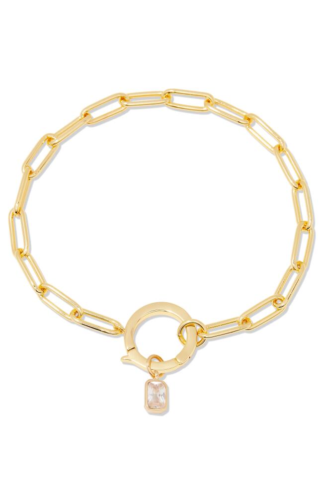 Brook and York Colette Birthstone Paper Clip Chain Bracelet in Gold - April Cover