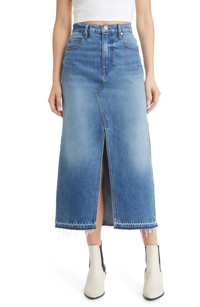 FRAME Raw Hem Denim Midi Skirt in Del Amo Cover