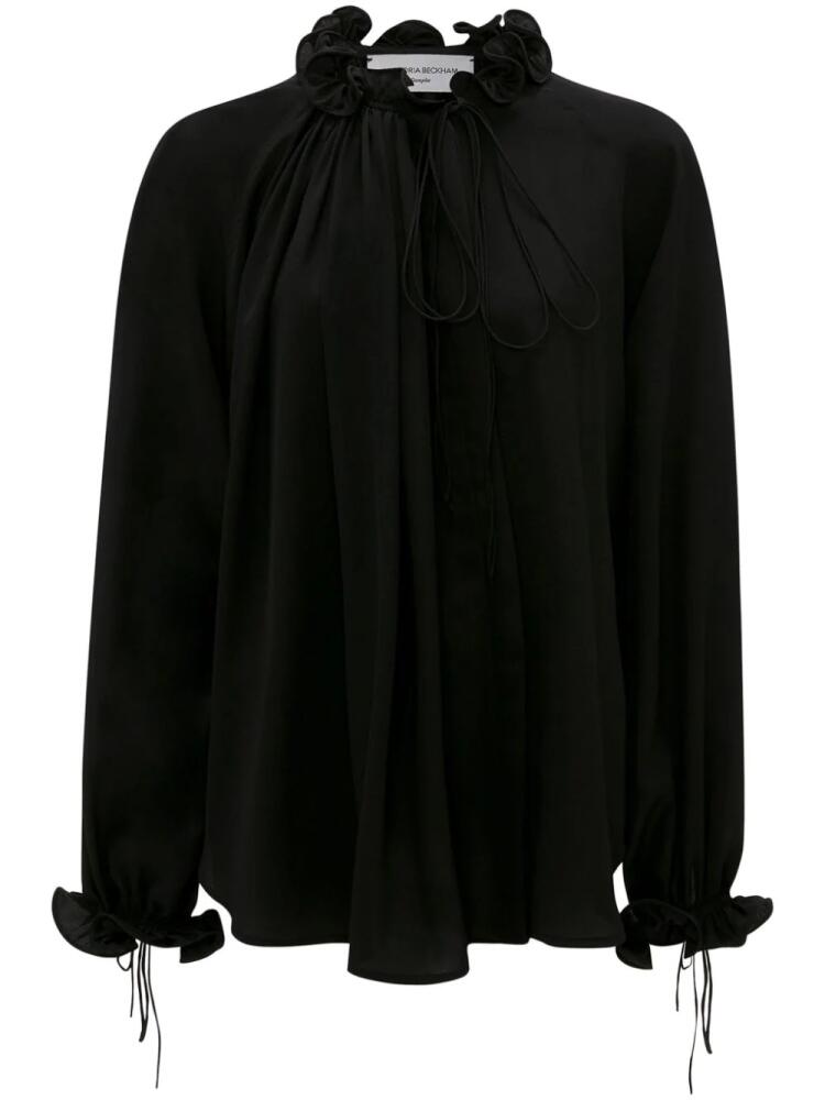 Victoria Beckham ruched-detail silk blouse - Black Cover