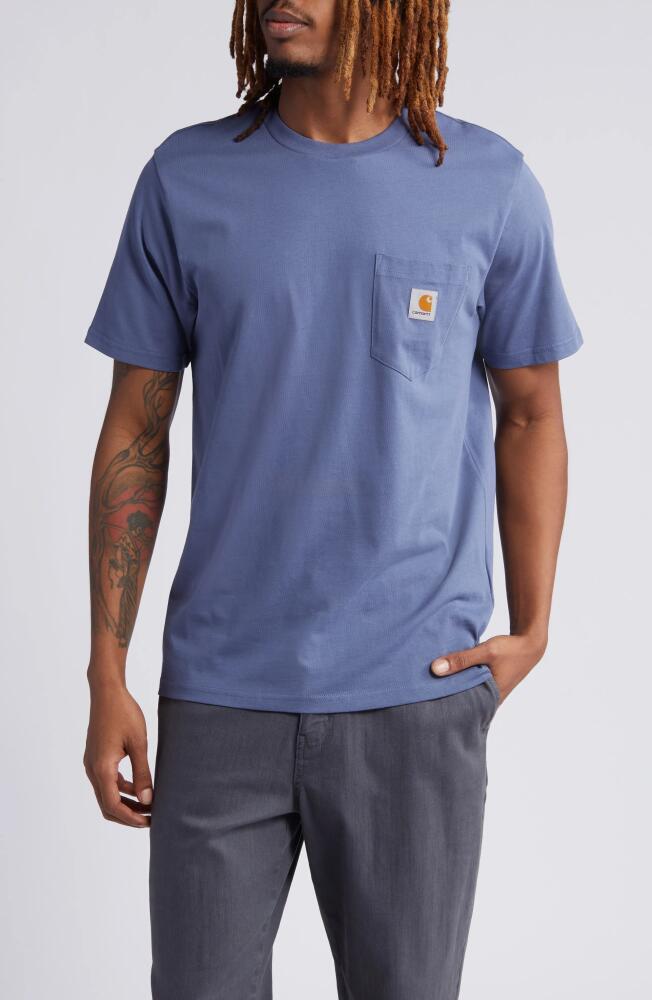 Carhartt Work In Progress Logo Pocket T-Shirt in Hudson Blue Cover