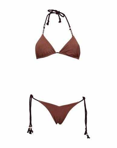 Miss Bikini Luxe Woman Bikini Brown Polyamide, Elastane, Metallic fiber Cover