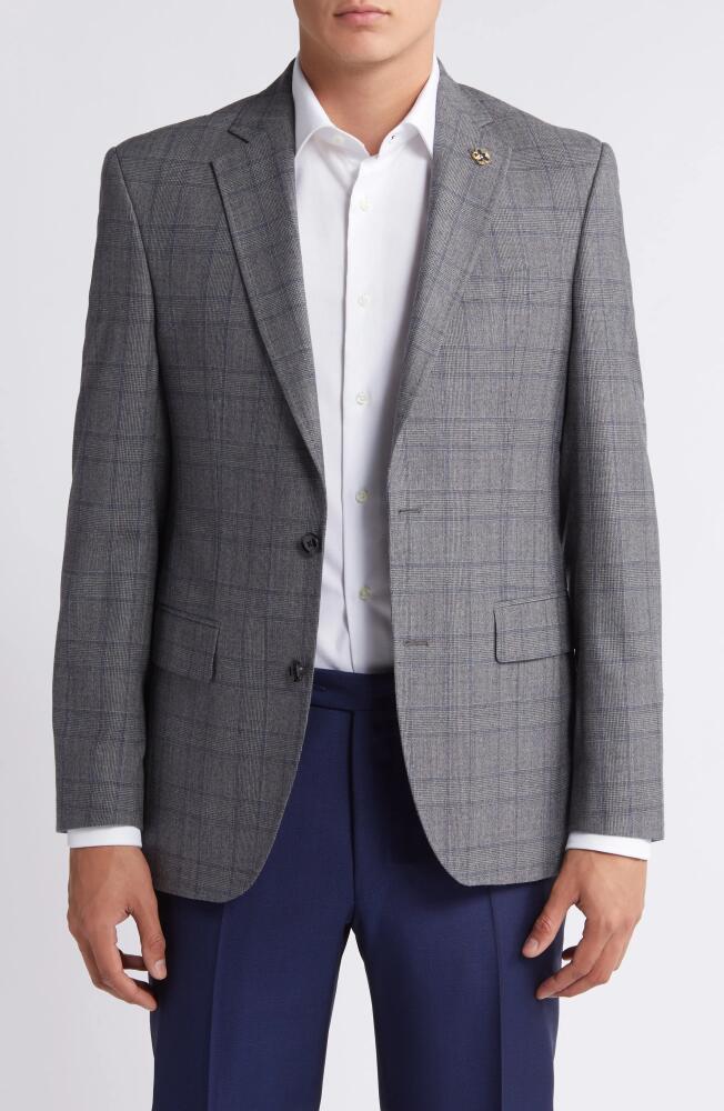 Ted Baker London Jay Slim Fit Glen Plaid Stretch Wool Sport Coat in Grey Cover