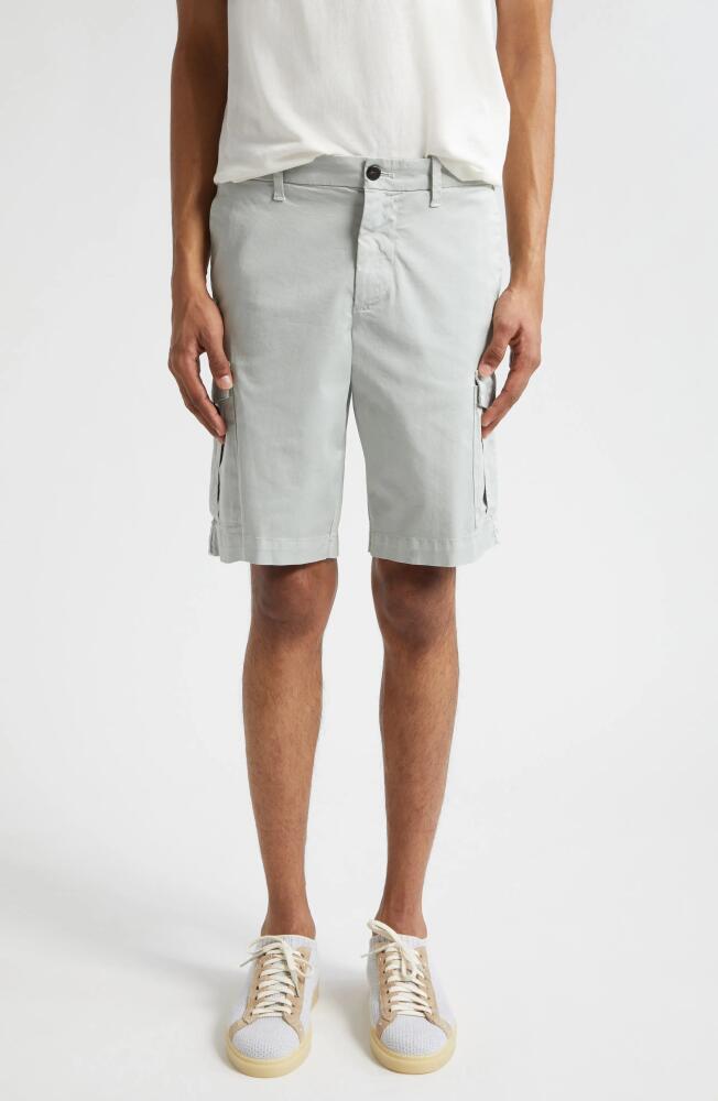 Eleventy Stretch Cotton Cargo Bermuda Shorts in Light Green Cover