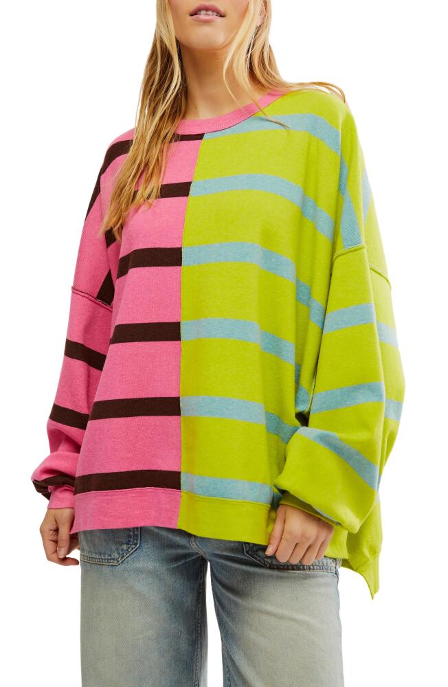 Free People Uptown Stripe Sweatshirt in Aurora Lime Combo Cover