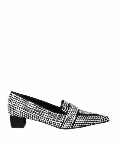 Eddy Daniele Woman Loafers Black Leather, Swarovski Crystal Cover