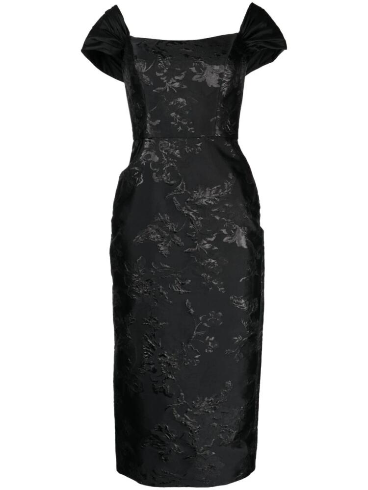 Amsale jacquard square-neck midi dress - Black Cover