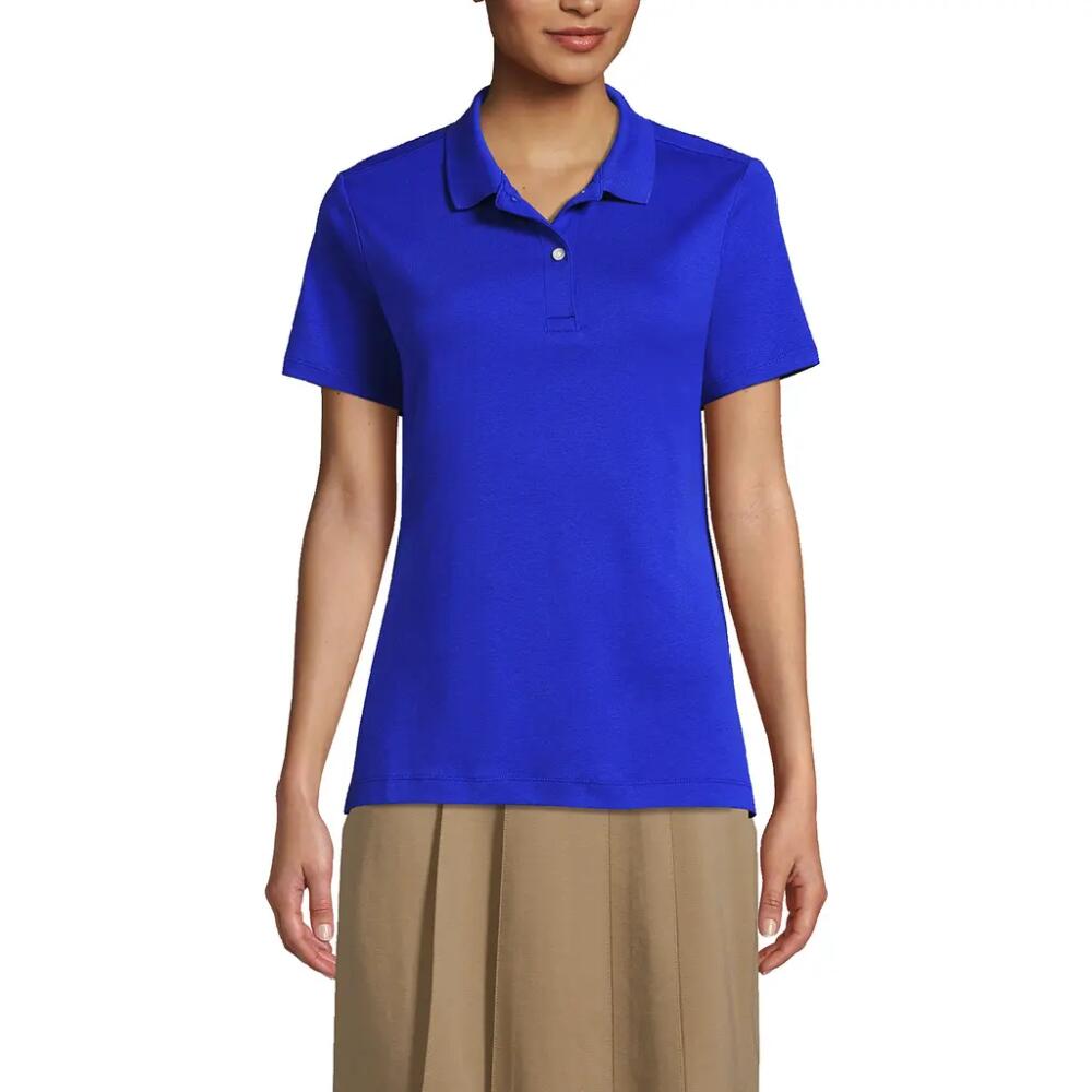 Lands' End School Uniform Short Sleeve Feminine Fit Interlock Polo Shirt in Cobalt Cover