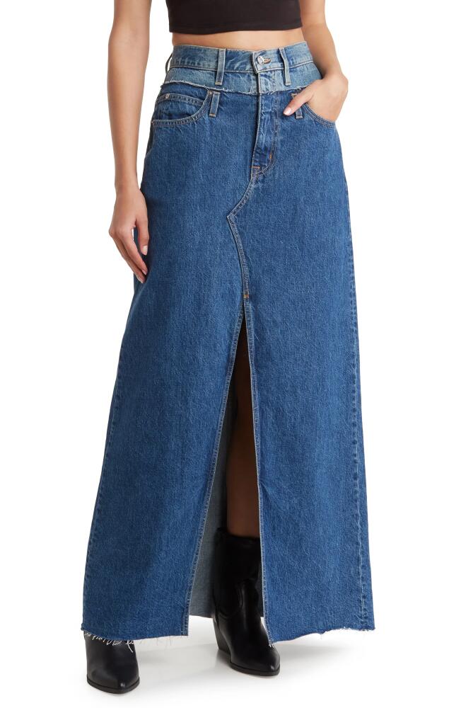 SLVRLAKE Re-Work Dallas Double High Waist Organic Cotton Denim Maxi Skirt in Forbidden Fool Cover