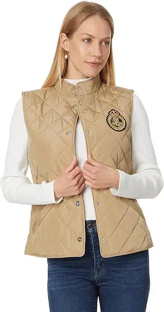 Lauren Ralph Lauren Recycled Quilt Vest W Crest 23 (Birch Tan) Women's Coat Cover