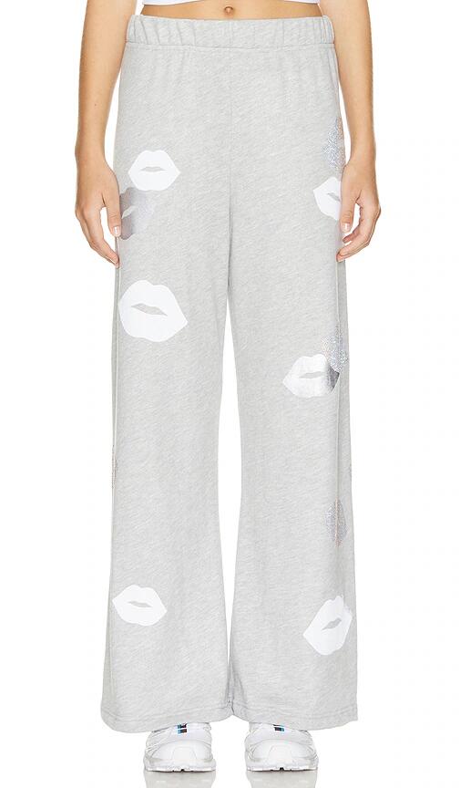 Lauren Moshi Martina Crystal Multi Lips Wide Leg Pant in Grey Cover